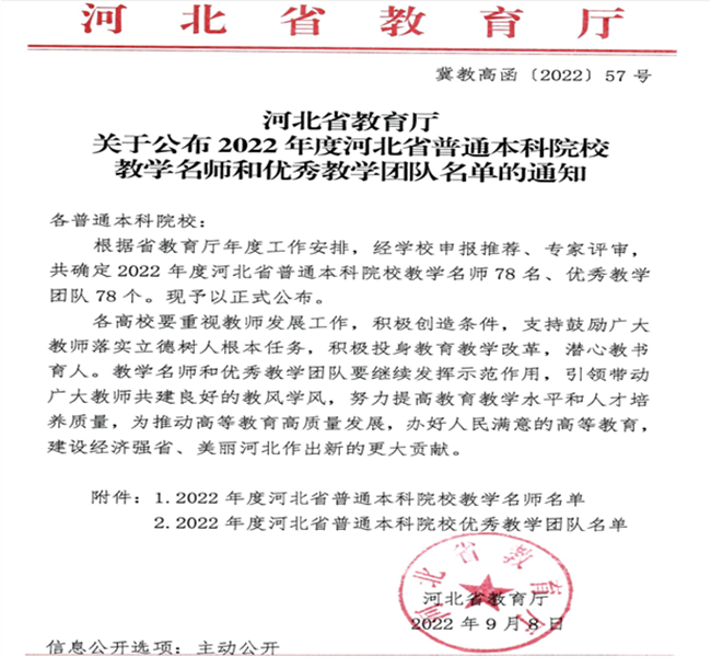 Beat365教师闫贤贤及会计学教学团队分获 河北省“教学名师”、“优秀教学团队”荣誉称号