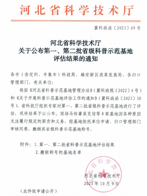 Beat365唯一官方网站地质馆荣膺“四星级”省级科普示范基地