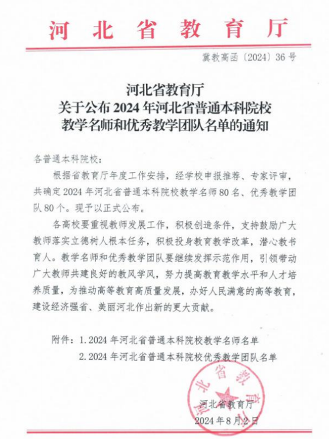 Beat365唯一官方网站教师荣获省级教学名师和优秀教学团队称号